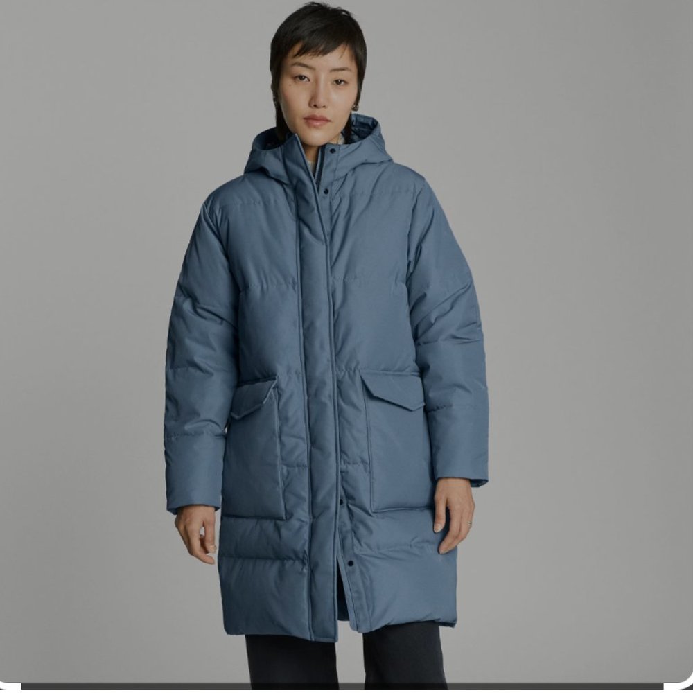Everlane Renew Long Puffer in Spring Lake XXS